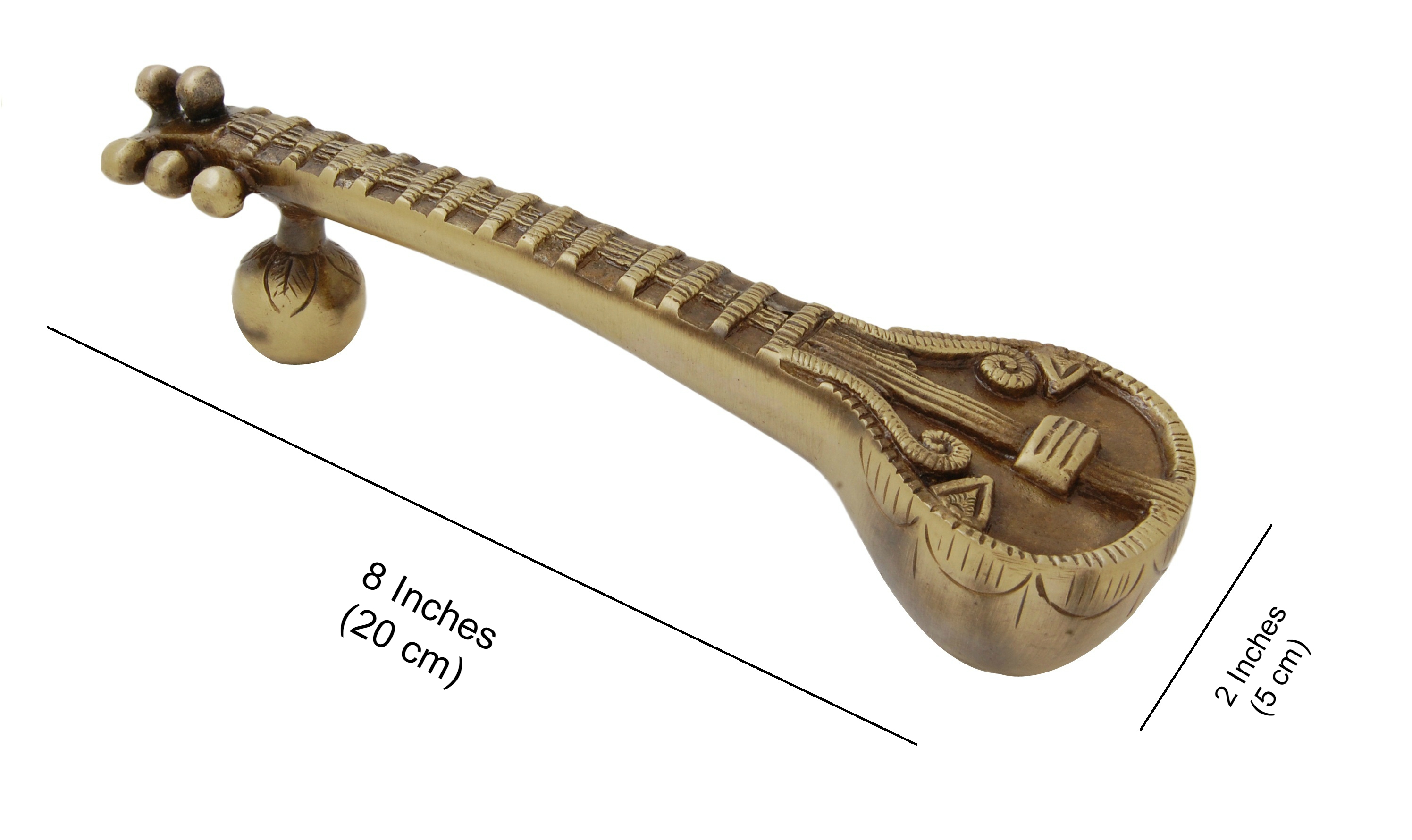 Sitar Design 8 Inches Brass Door Handle