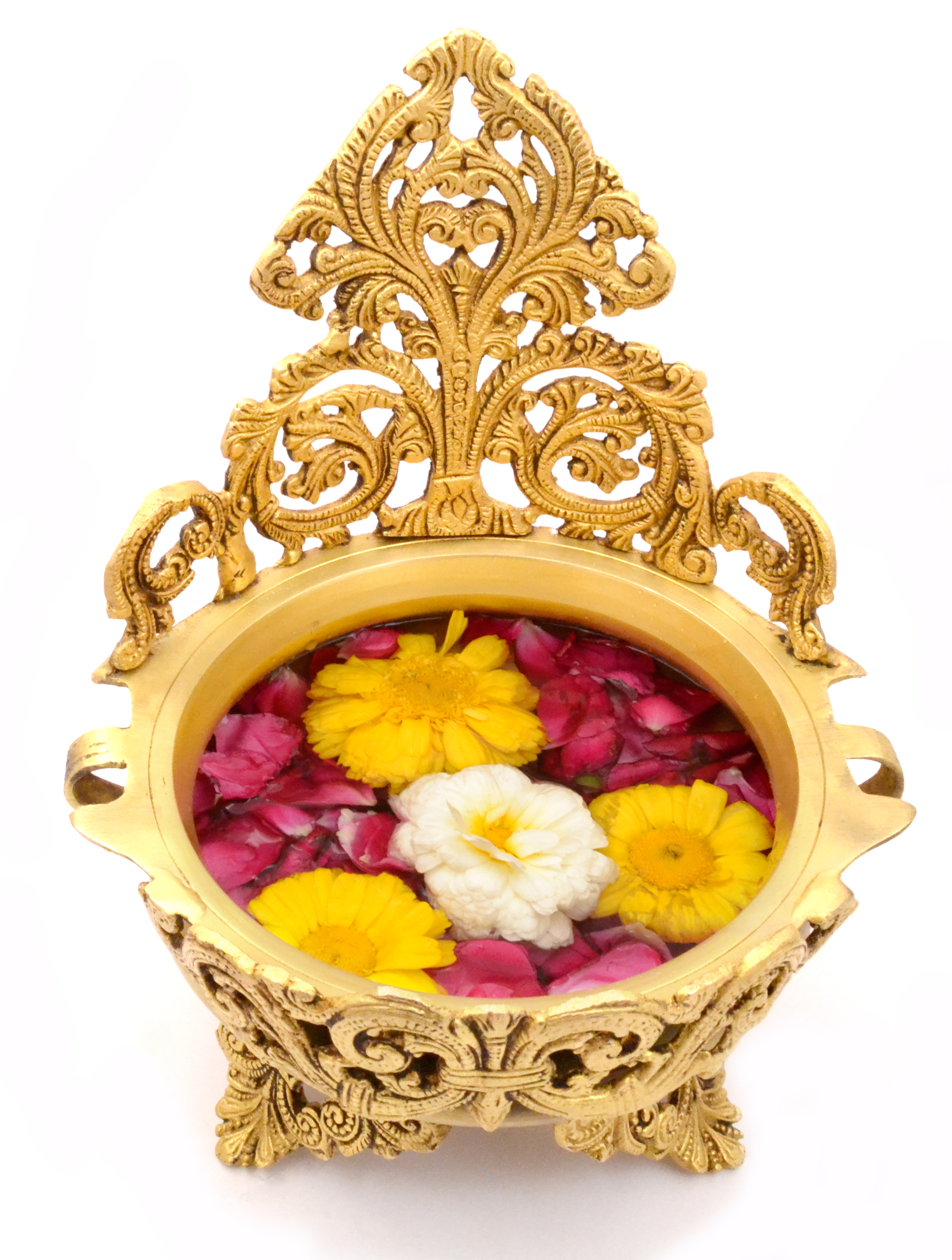 10.5 Inches Ethnic Design Brass Urli Traditional Bowl