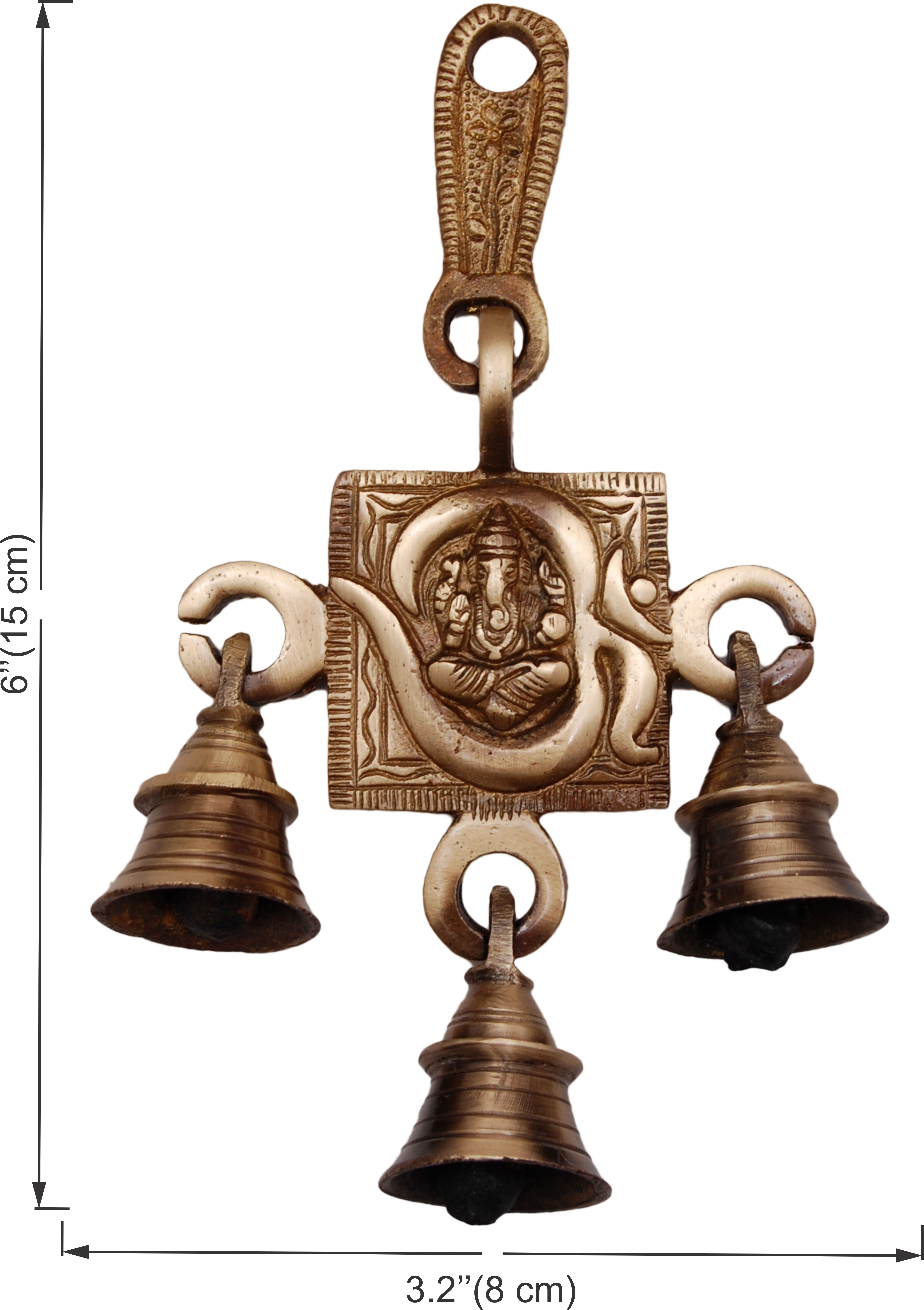 Brass Om Ganesha Hanging Bells
