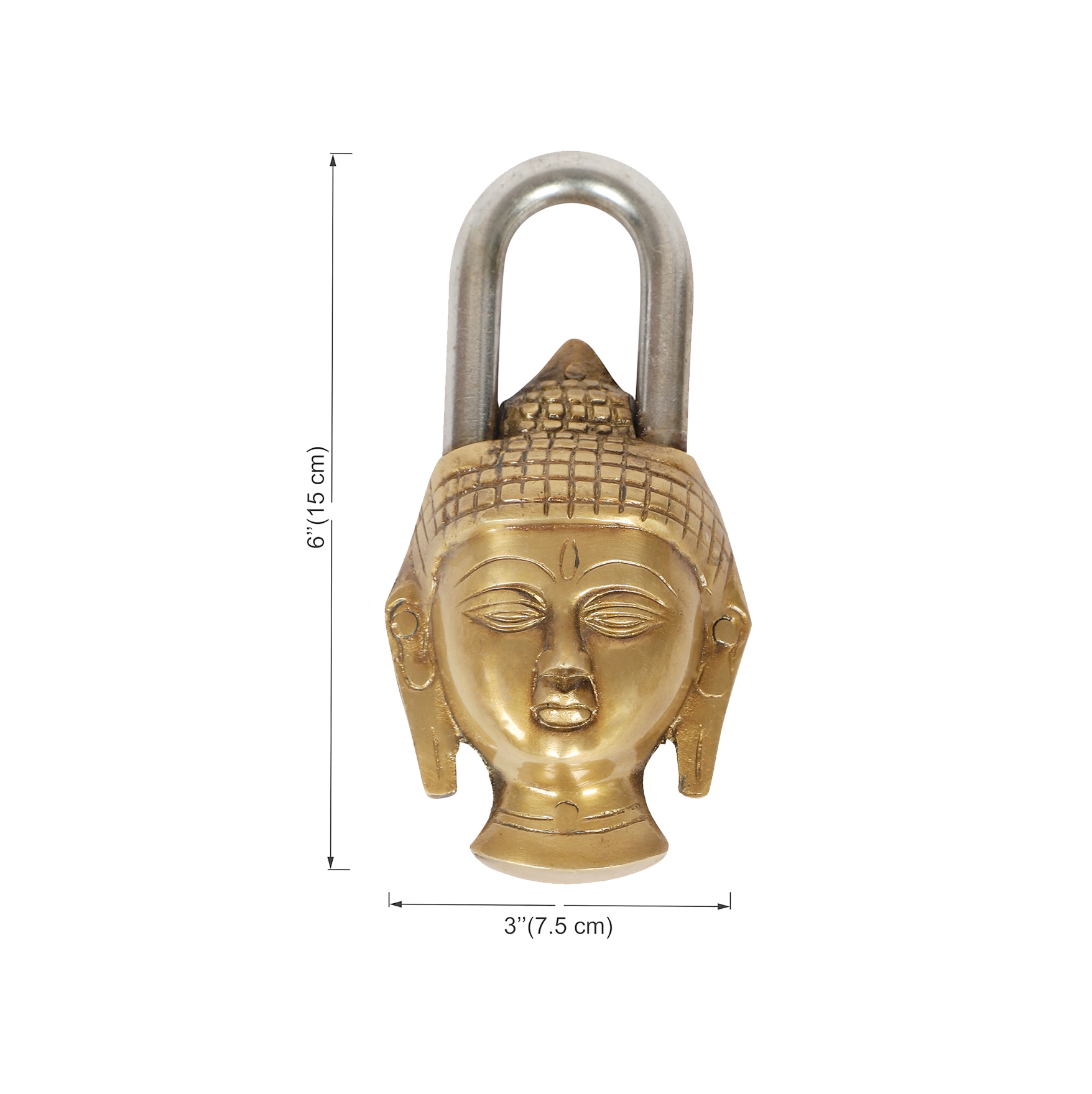 Golden Buddha Design Functional Brass Lock with 2 Keys