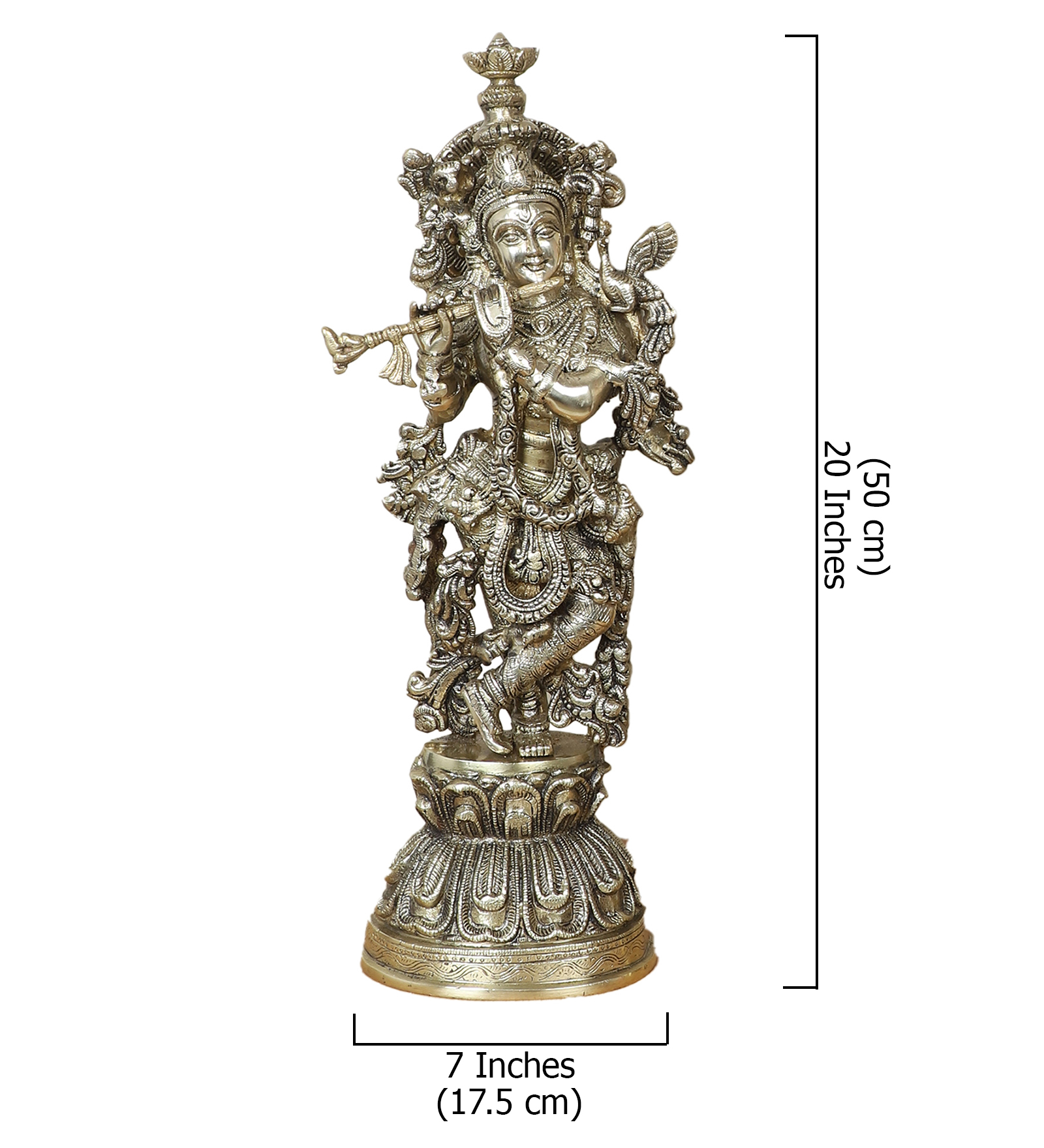 20 Inches Brass Murli Krishna Statue