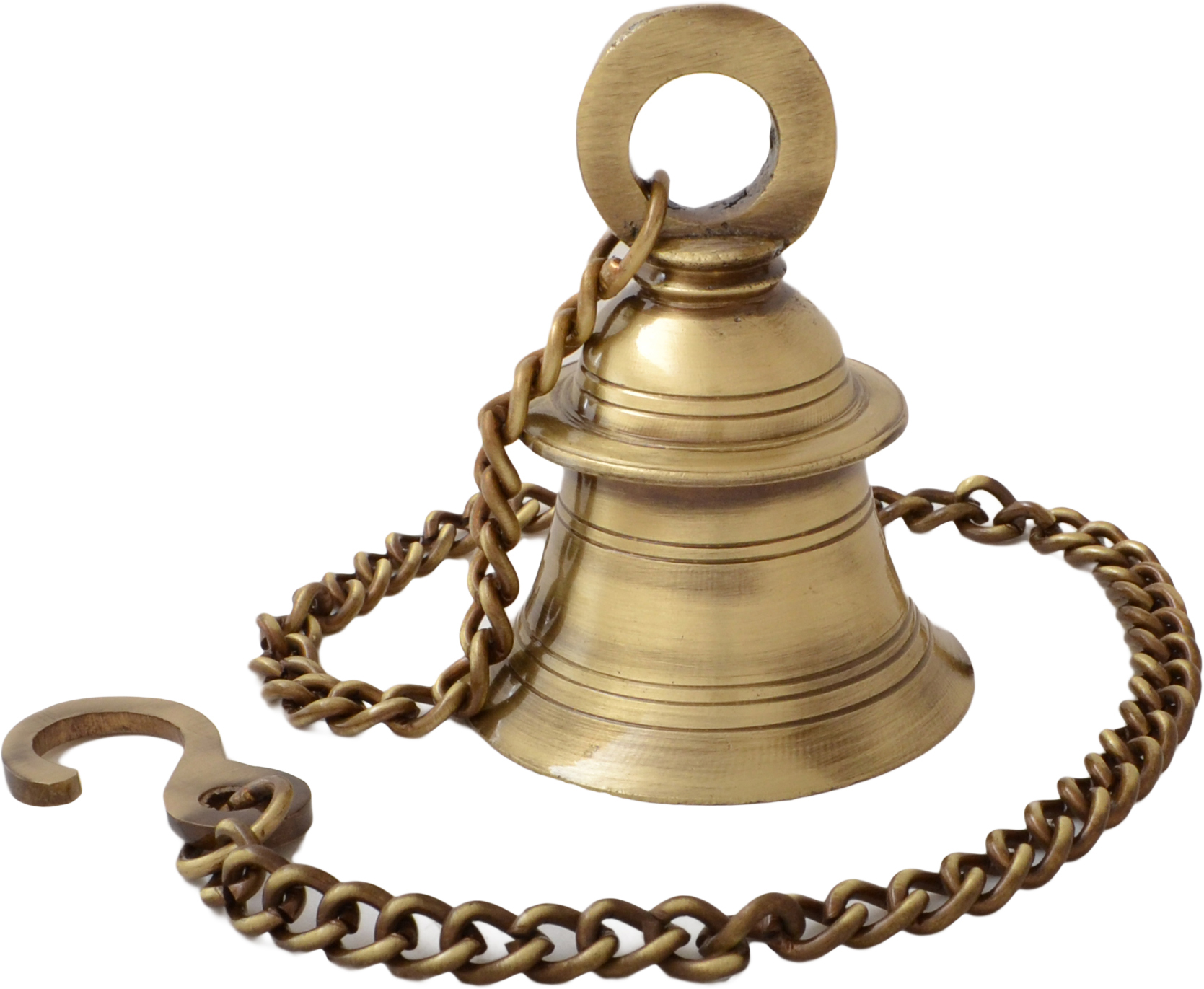 Brass Hanging Bell with Chain, Ghanti for Pooja