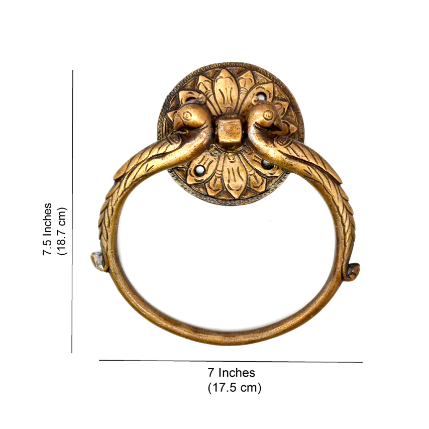 7 Inches Twin Peacock Design Brass Towel Hanger