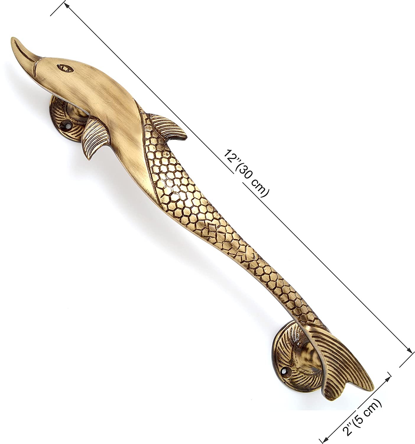 Dolphin Design Brass Door Handle, Handle for Main Door